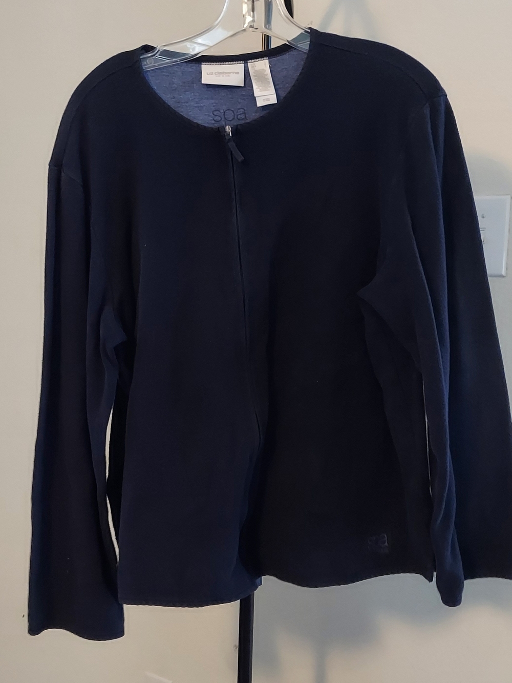 Spa by Threadsence Women's Navy Zip-Front Cardigan